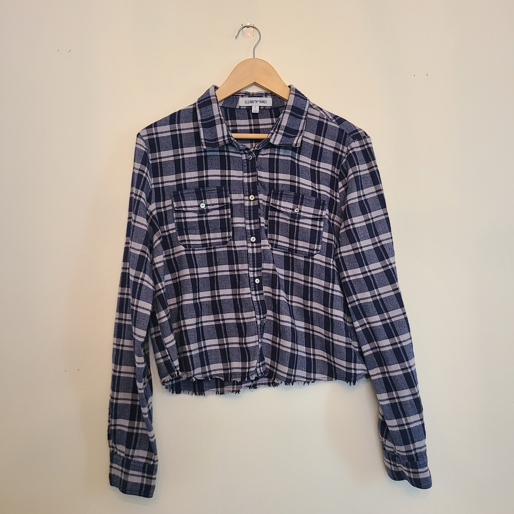 Elizabeth & James Plaid Cropped Shirt
